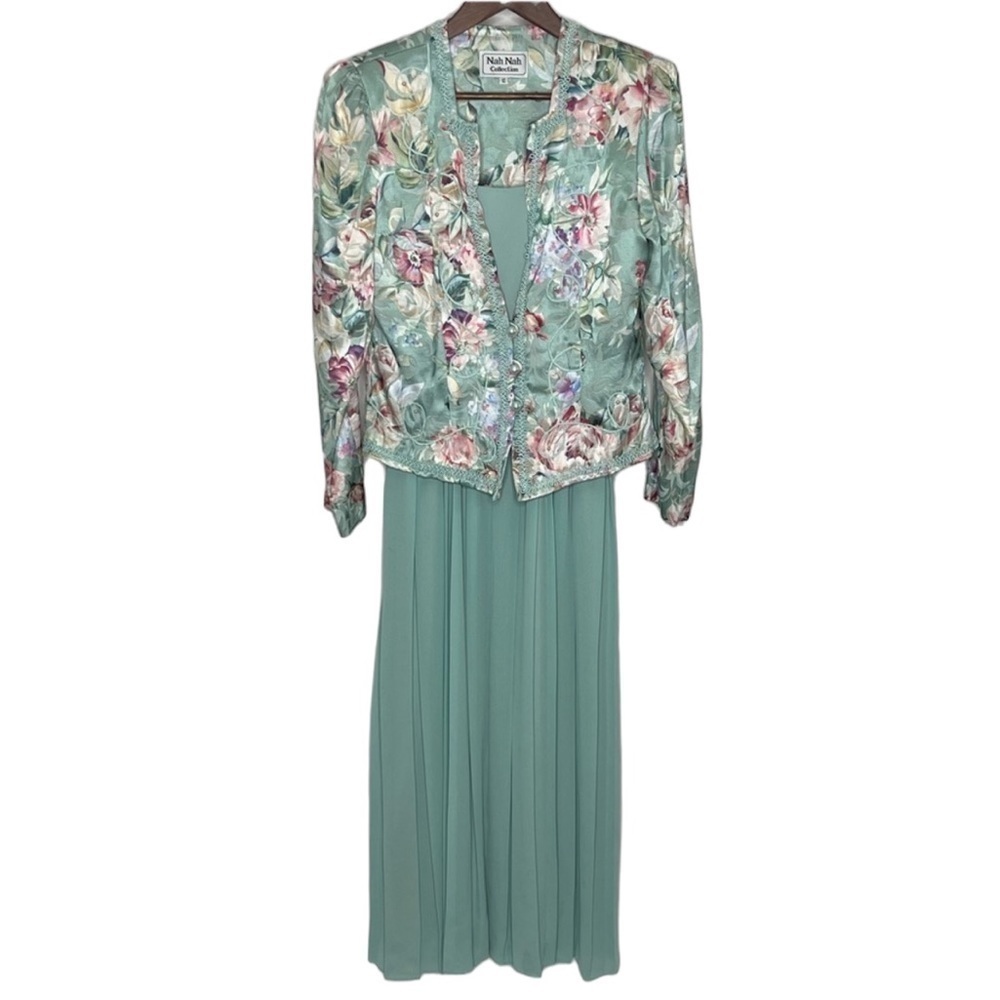 Vintage Nah Nah Collection Women’s Floral Dressy 2 PC Dress Suit